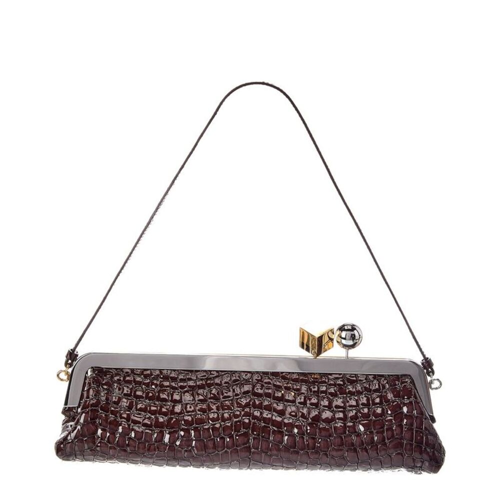 Jacquemus Salon Patent Clutch, Brown - Picture 2 of 5